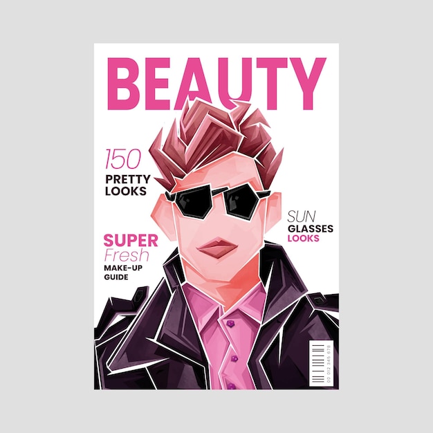 Illustrated Beauty Magazine Cover – Free Download Vector Templates