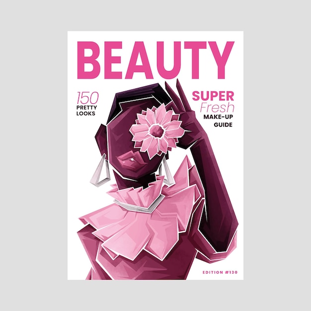 Illustrated detailed beauty magazine cover