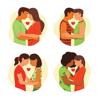 Illustrated different couples collection Free Vector