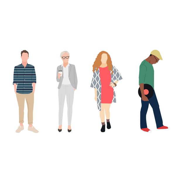 Illustrated diverse casual people