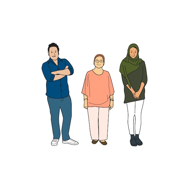 Free vector illustrated diverse casual people