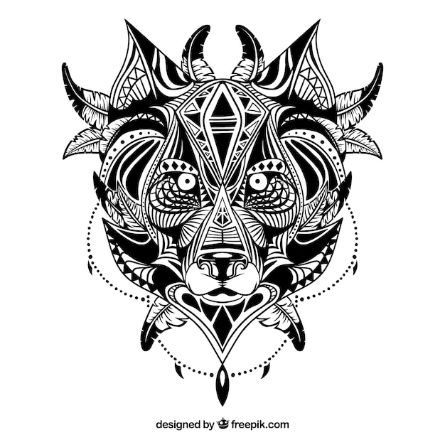 Illustrated ethnic wolf