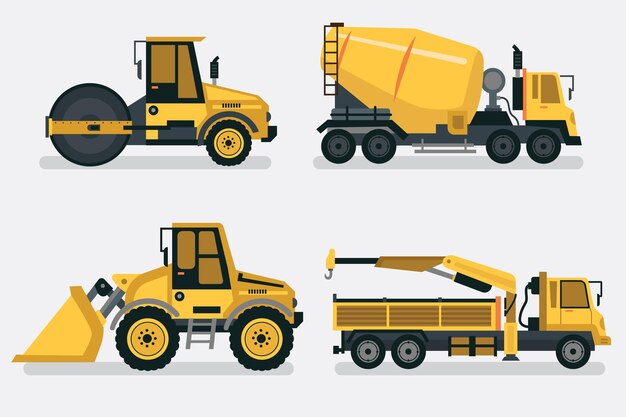 Illustrated excavators set