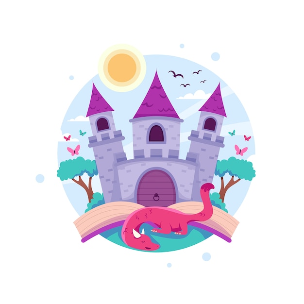 Free vector illustrated fairytale castle