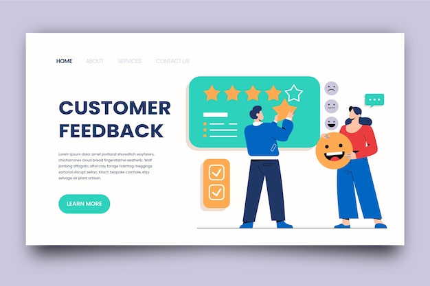 Vettore gratuito pagina di destinazione del feedback illustrata