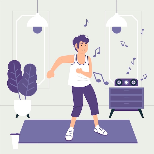 Free vector illustrated flat dance fitness at home