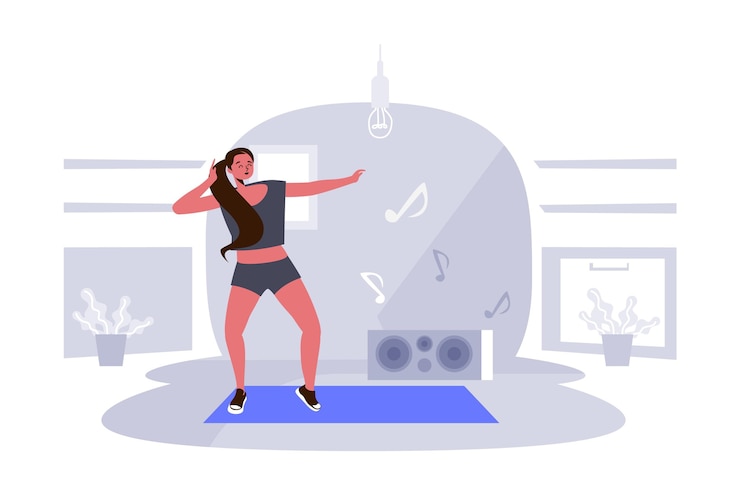 Free Vector illustrated flat dance fitness at home