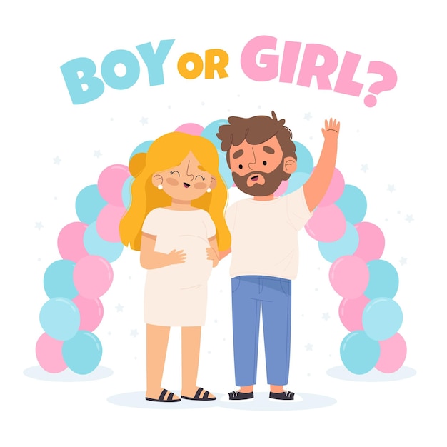 Illustrated flat gender reveal concept