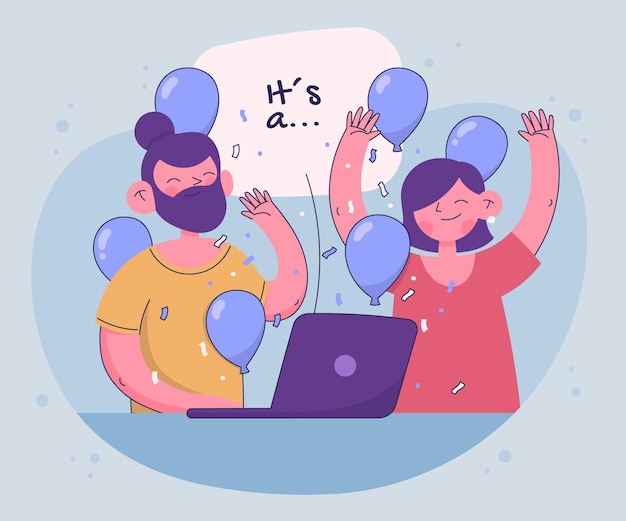 Illustrated flat gender reveal concept