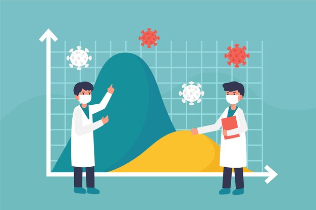 illustrated flatten the curve on graphic