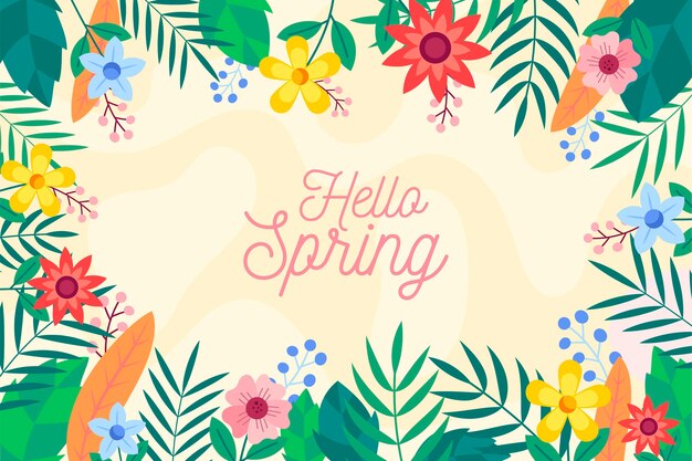 Illustrated floral spring wallpaper