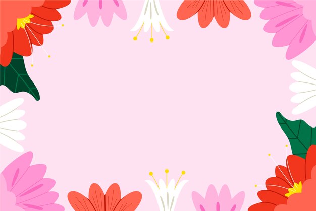 Illustrated floral spring wallpaper