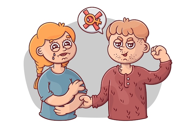 Illustrated gender violence concept