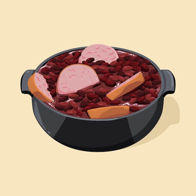 Illustrated hand drawn feijoada