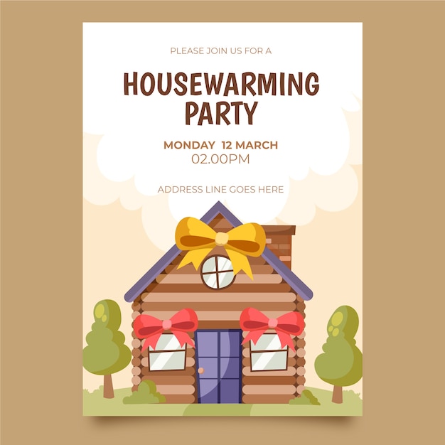 Free vector illustrated housewarming invitation template