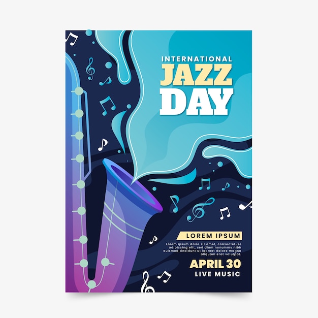 Free vector illustrated jazz day poster template