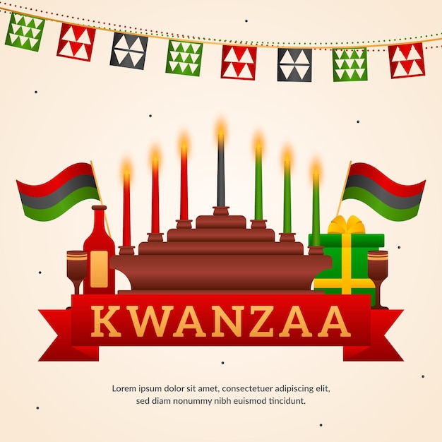 Illustrated kwanzaa event with candelabra