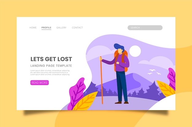 Free vector illustrated landing page with travelling theme