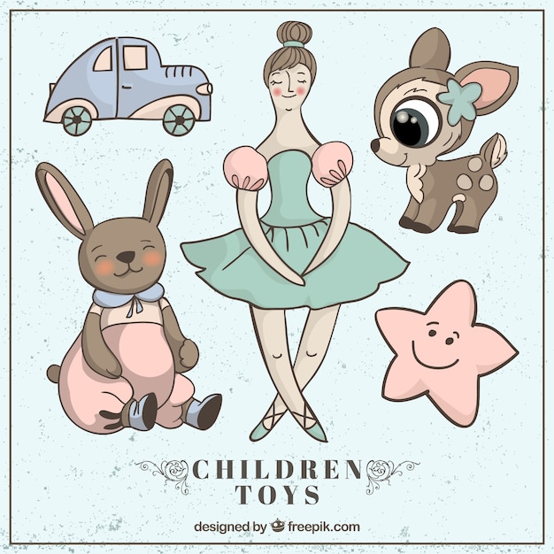 Бесплатное векторное изображение Иллюстрированные милые игрушки