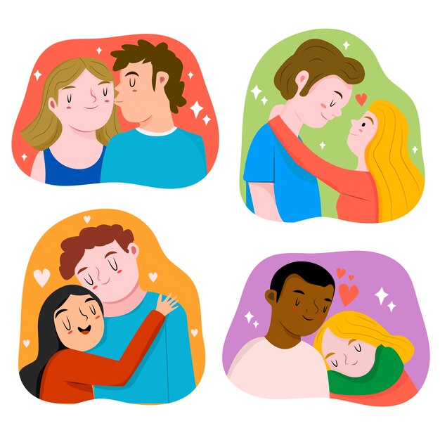 イラストの素敵なバレンタインデーのカップルセット