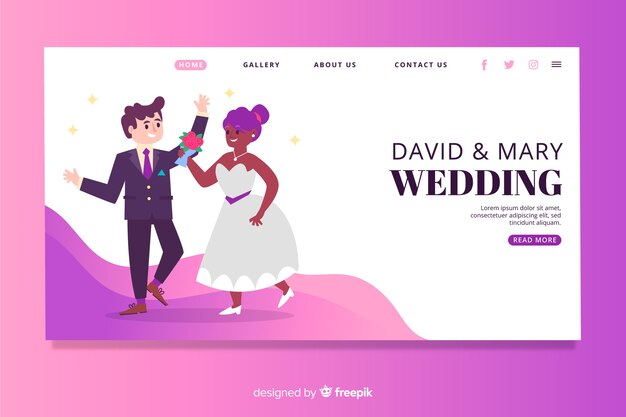 illustrated lovely wedding landing page