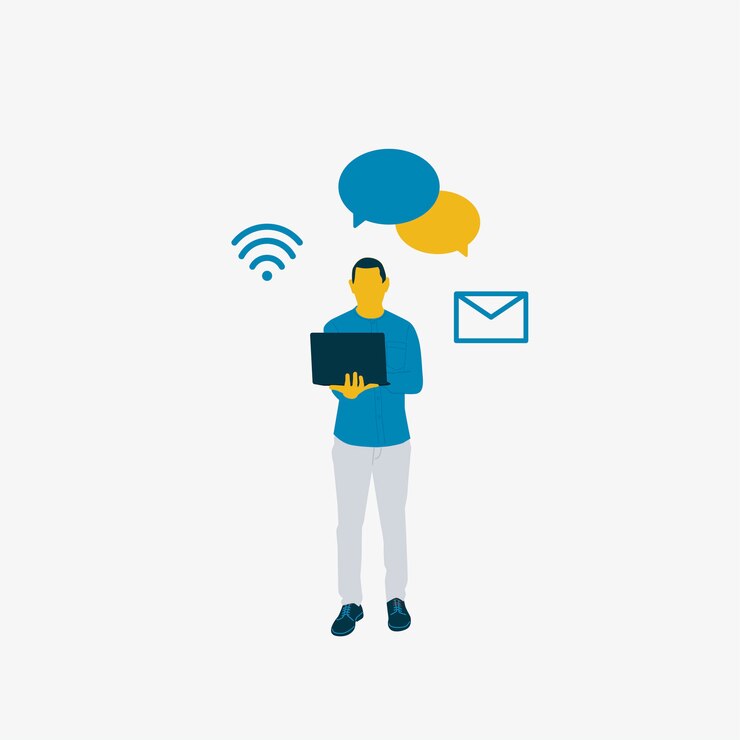 Free Vector illustrated man with social media