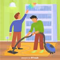 Vettore gratuito uomini illustrati che fanno i lavori domestici
