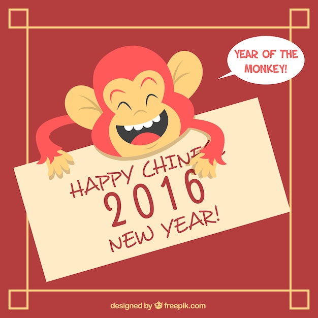 Free vector illustrated monkey new year background