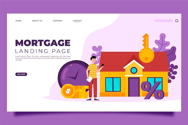 Illustrated mortgage landing page template