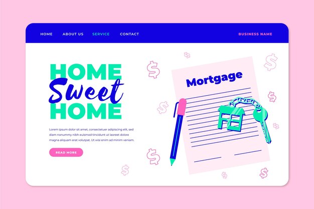 Free vector illustrated mortgage landing page