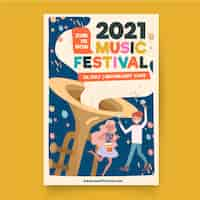 Free vector illustrated music festival poster template