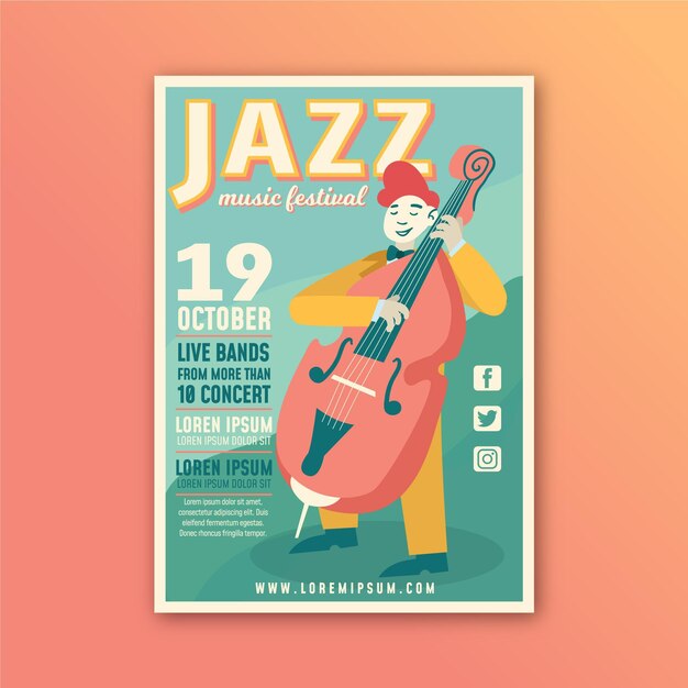 Illustrated music festival poster template