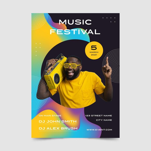 Illustrated music festival poster template