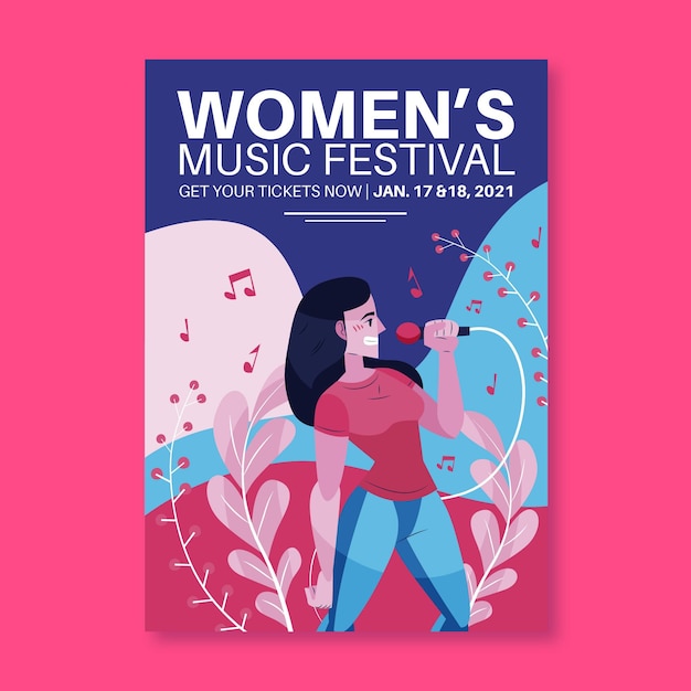 Free vector illustrated music festival poster template