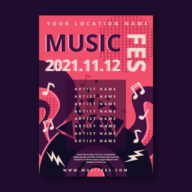 Бесплатное векторное изображение Иллюстрированный плакат музыкального фестиваля