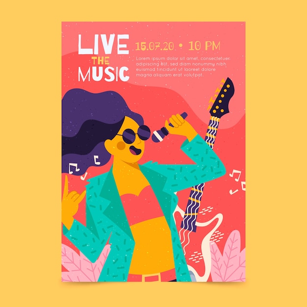 Illustrated music poster with girl singing