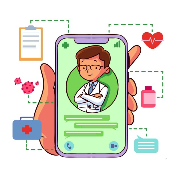 Illustrated online doctor on app