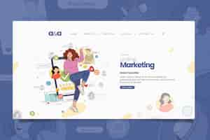 Free vector illustrated online marketing home page template