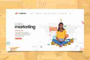 無料ベクター 図解されたオンラインマーケティングのランディングページ