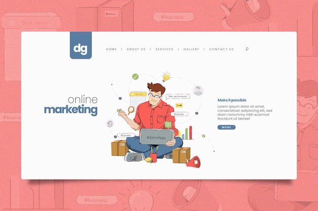 Free vector illustrated online marketing web template