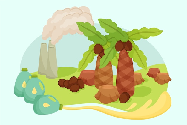 Free vector illustrated palm oil producing industry concept