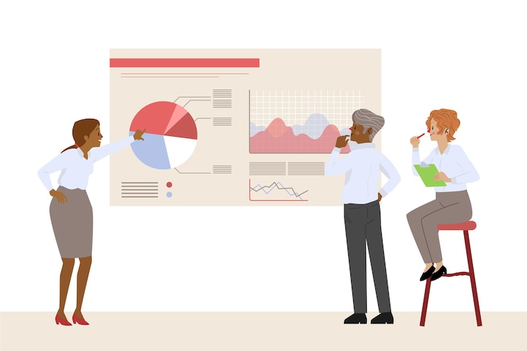 Free Vector illustrated people analyzing growth charts