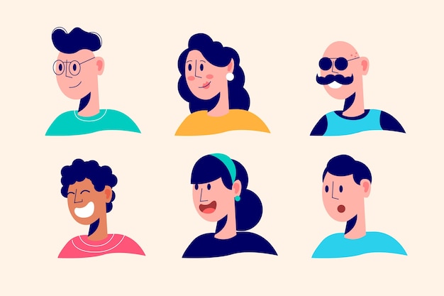 Illustrated people avatars design