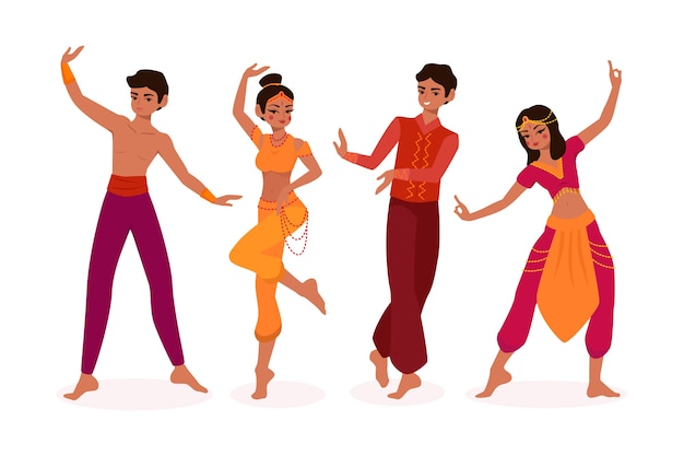 Иллюстрированные люди танцуют болливудский дизайн