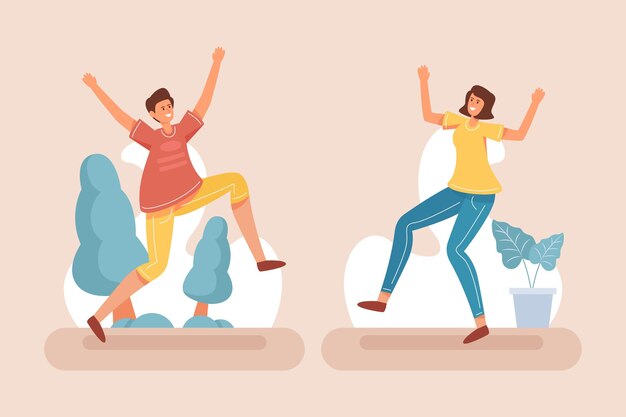 Illustrated people having high self esteem