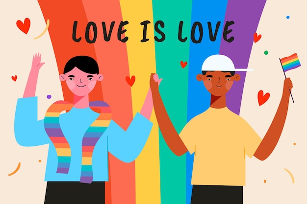 Free vector illustrated people on pride day event