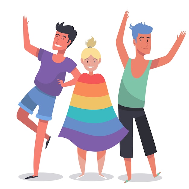 Illustrated people on pride day theme