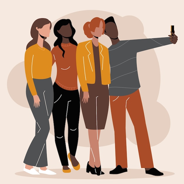 Free vector illustrated people taking photos with smartphone