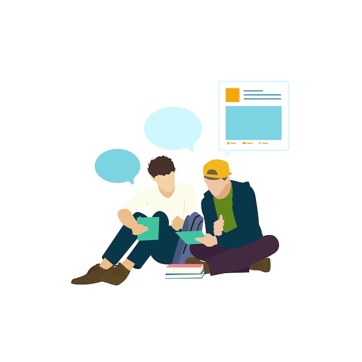 Free Vector illustrated people with social network