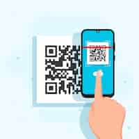 Vettore gratuito persona illustrata che esegue la scansione di un codice qr con uno smartphone